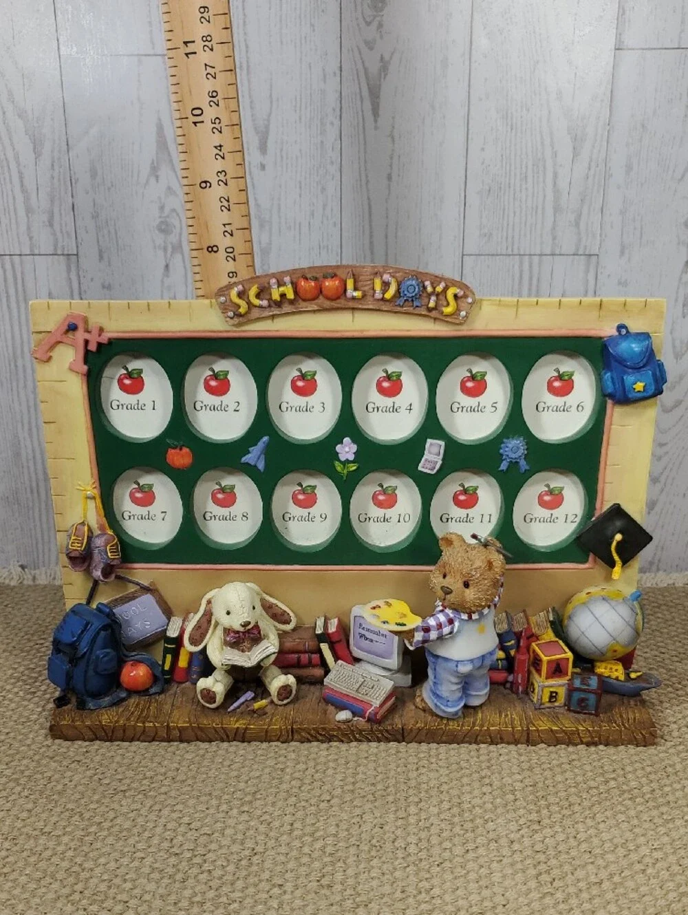 School Days Picture Frame Bear and Bunny Grades 1-12